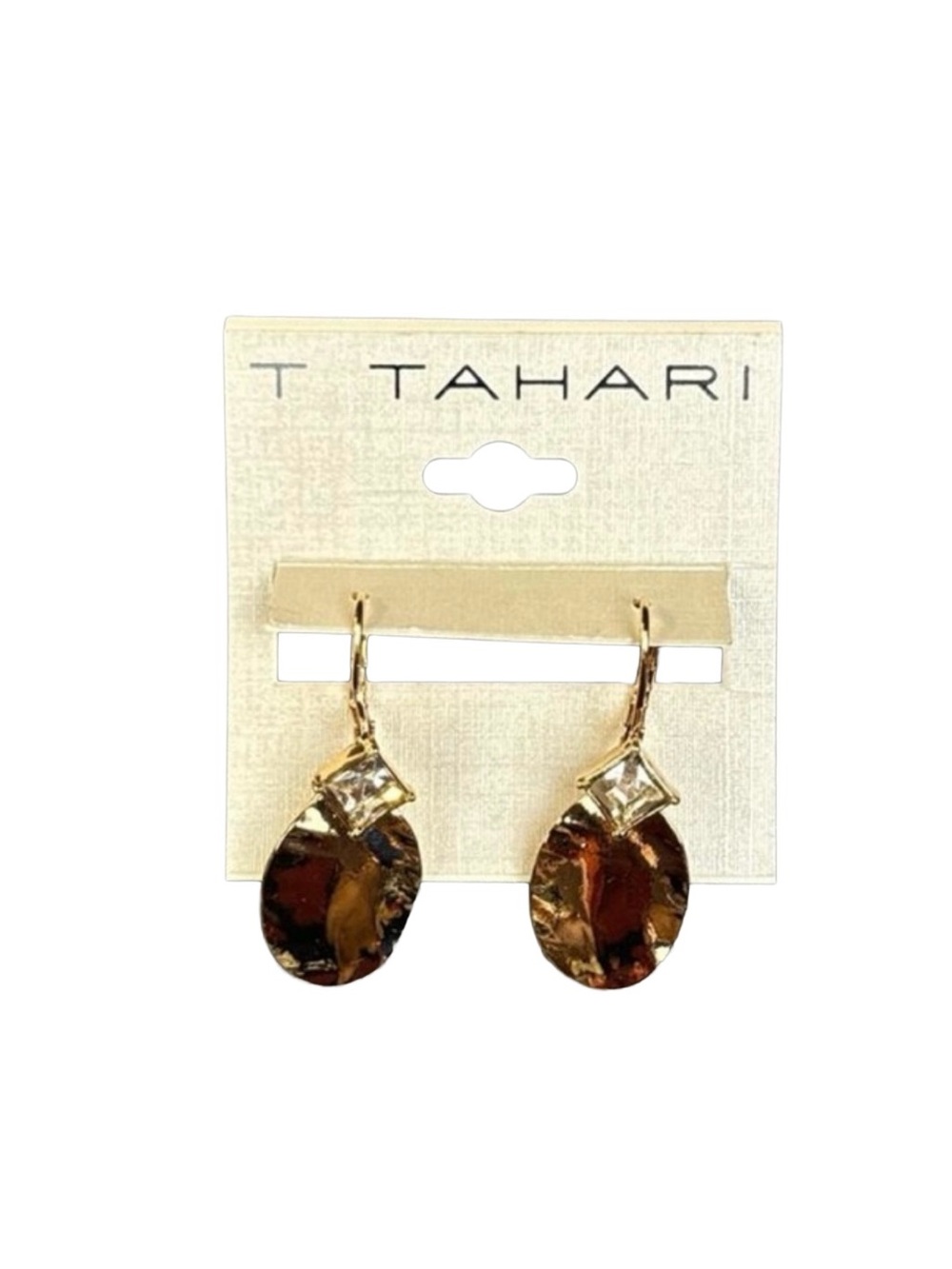 T Tahari Vintage Styled Gold Leaf‎ Drop Dangle Earrings With Diamonds